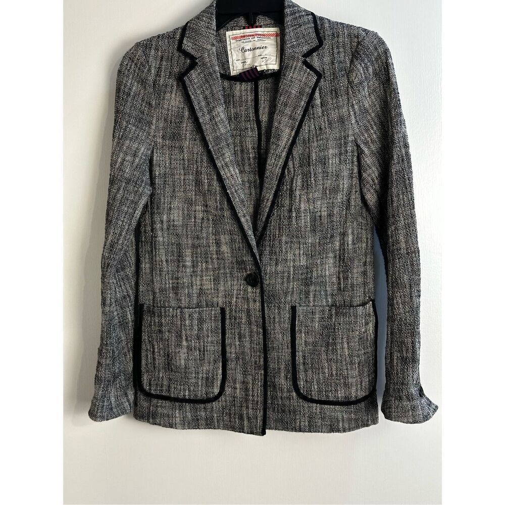 Cartonnier size 4 black and white tweed like blazer